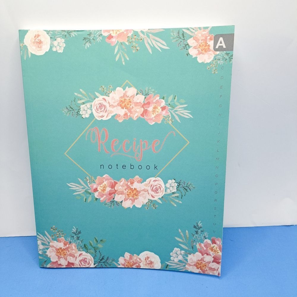 Floral Recipe Notebook Journal Rating System Teal Kitchen Organizer Cook Planner